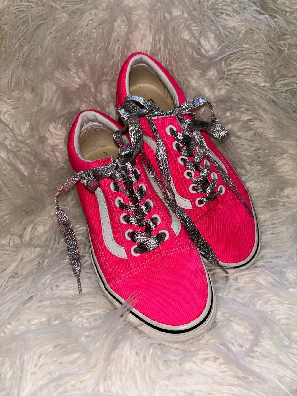 Vans Hot Pink Low-Top Sneakers with Silver Laces